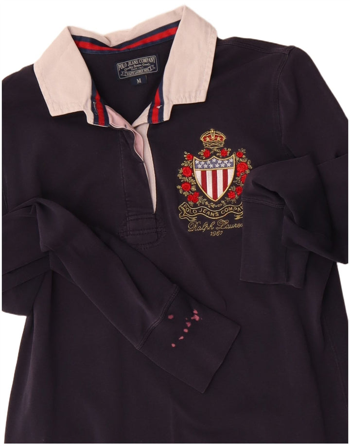 POLO RALPH LAUREN Ženska polo majica dugih rukava UK 12 srednje tamnoplava