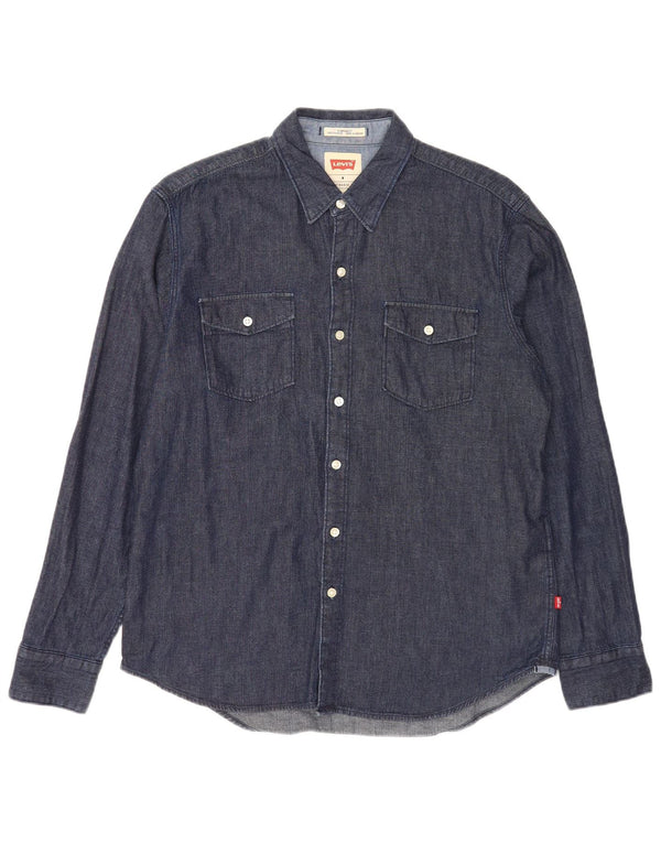 Levi's muška traper košulja standardnog kroja srednje tamnoplavi pamuk