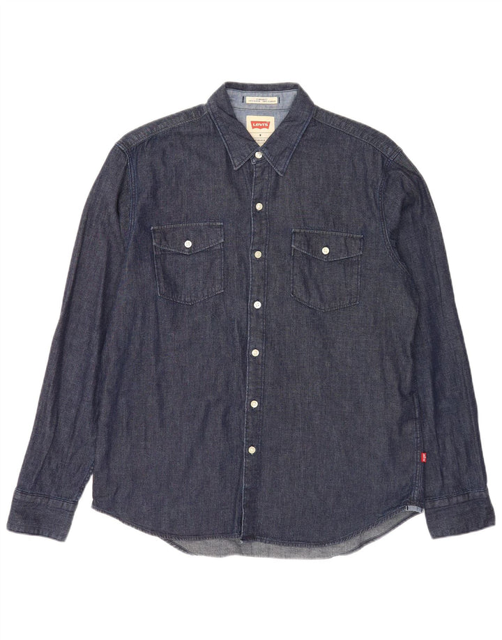 Levi's muška traper košulja standardnog kroja srednje tamnoplavi pamuk