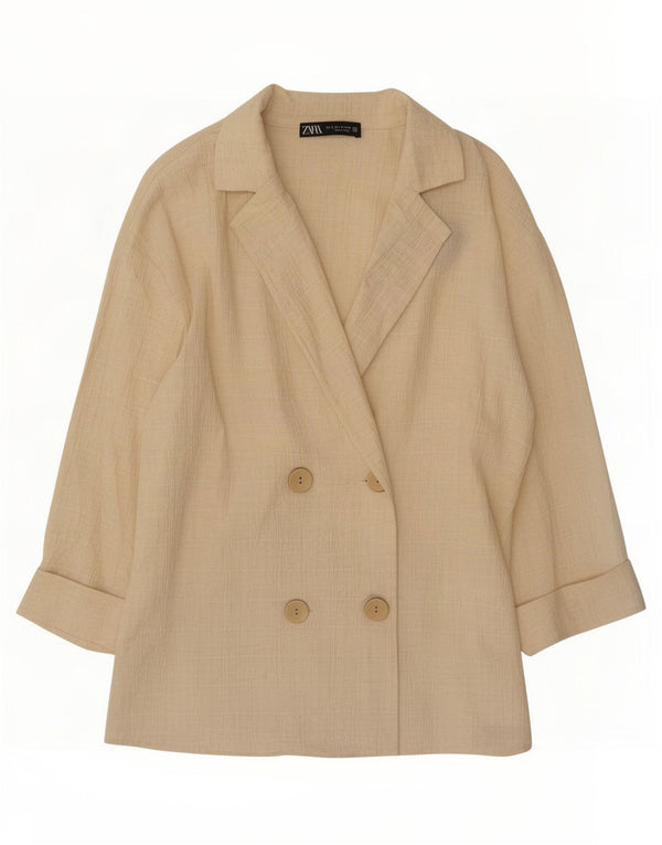 Zara ženska prevelika jakna s dvostrukim kopčanjem UK 10 Small Beige