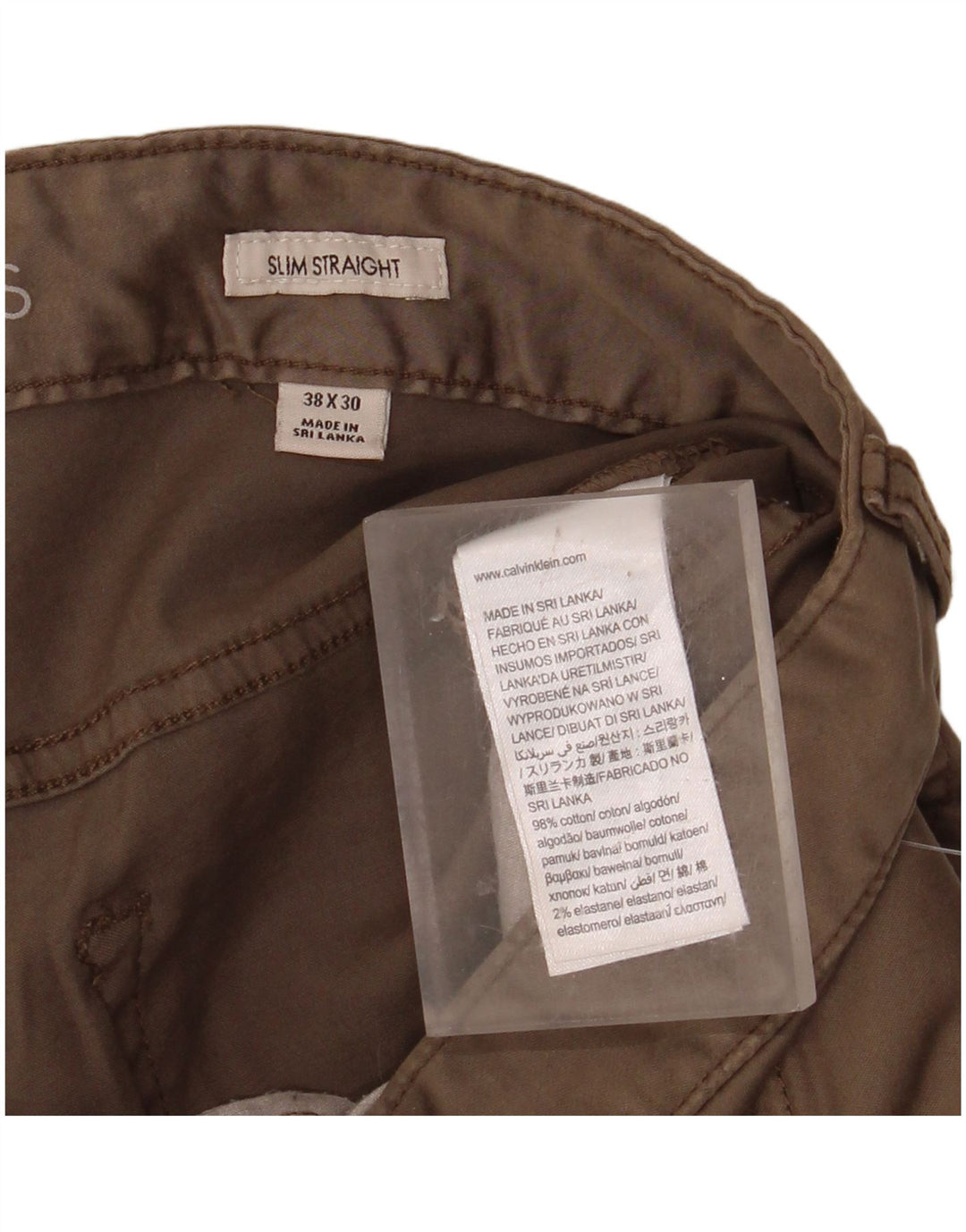 CALVIN KLEIN Muške uske ravne ležerne hlače W38 L30 Bež pamuk