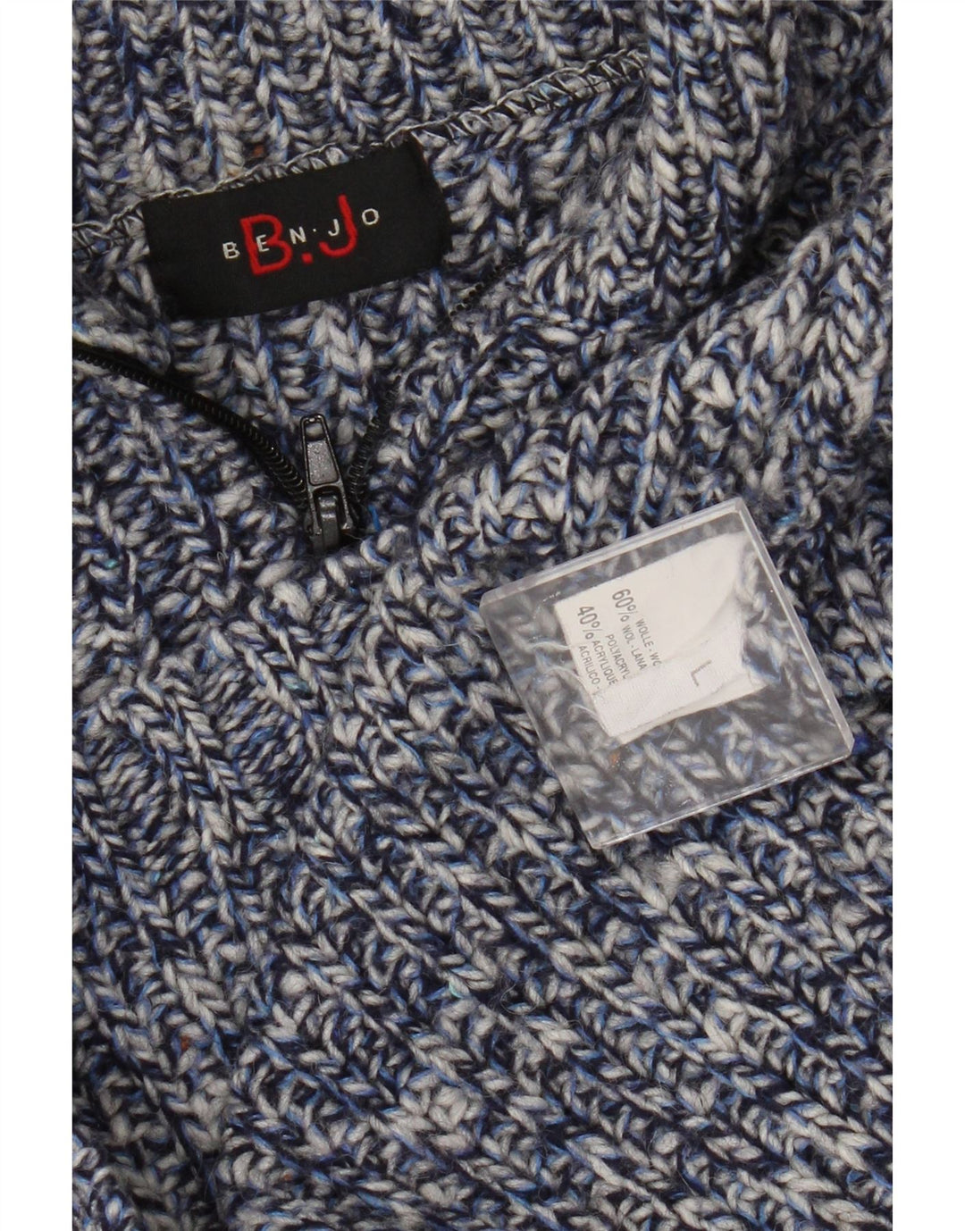 Vintage muški džemper s izrezom i velikim plavim vunama