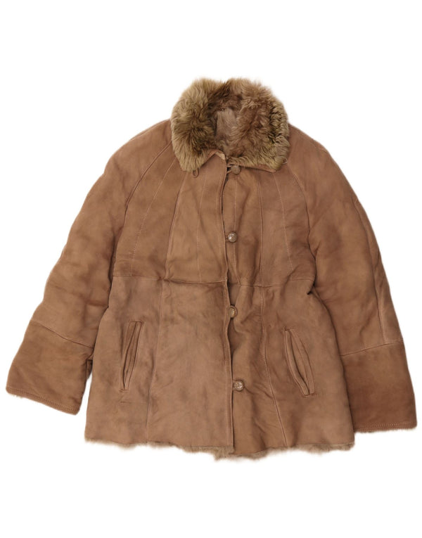 Vintage Womens Shearling Jacket UK 12 Medium Beige