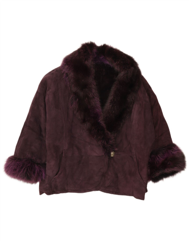 Vintage ženska prevelika jakna 3/4 rukava IT 42 srednje ljubičasta