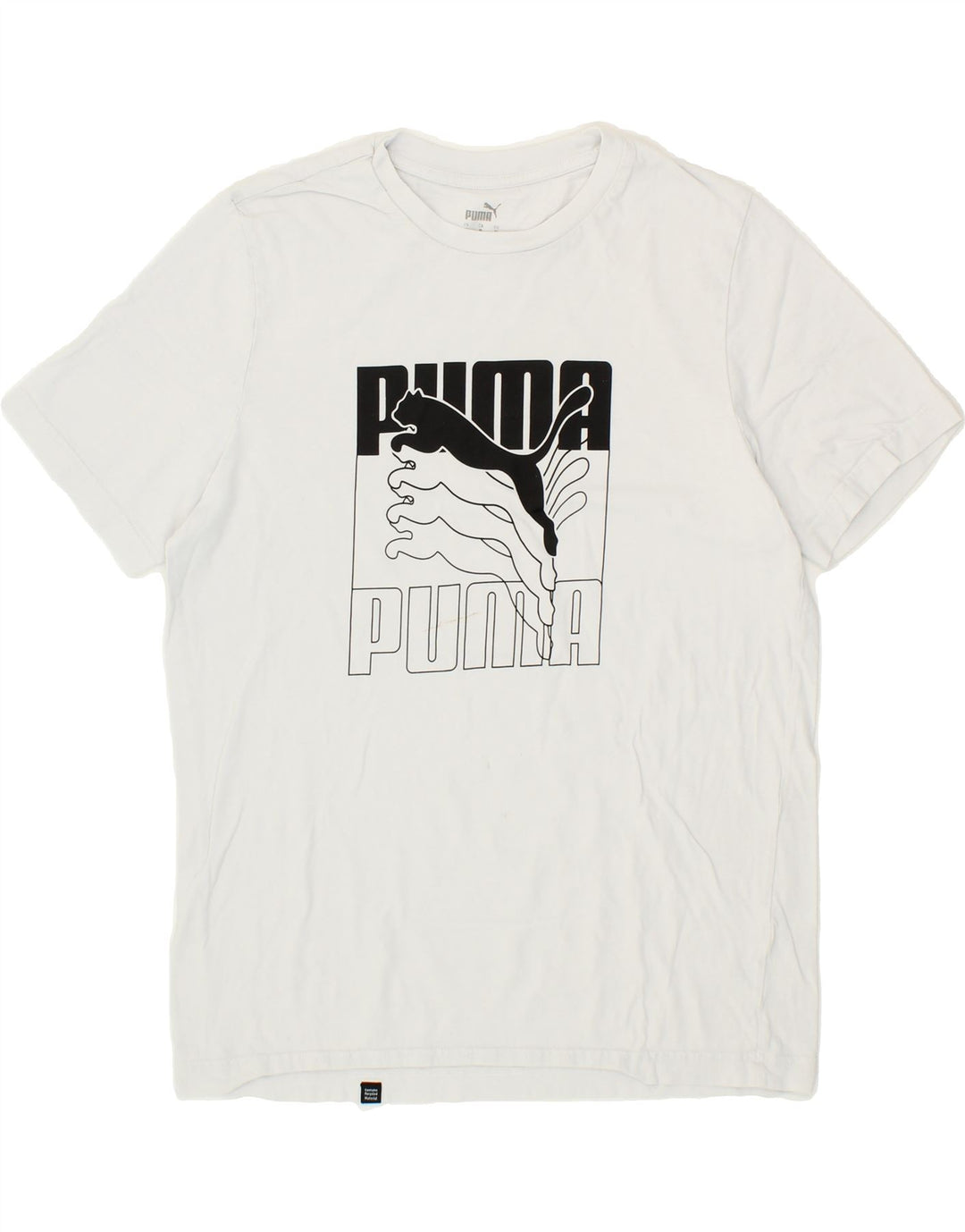 PUMA Mens Graphic T-Shirt Top Medium White Cotton Vintage Puma and Second-Hand Puma from Messina Hembry 