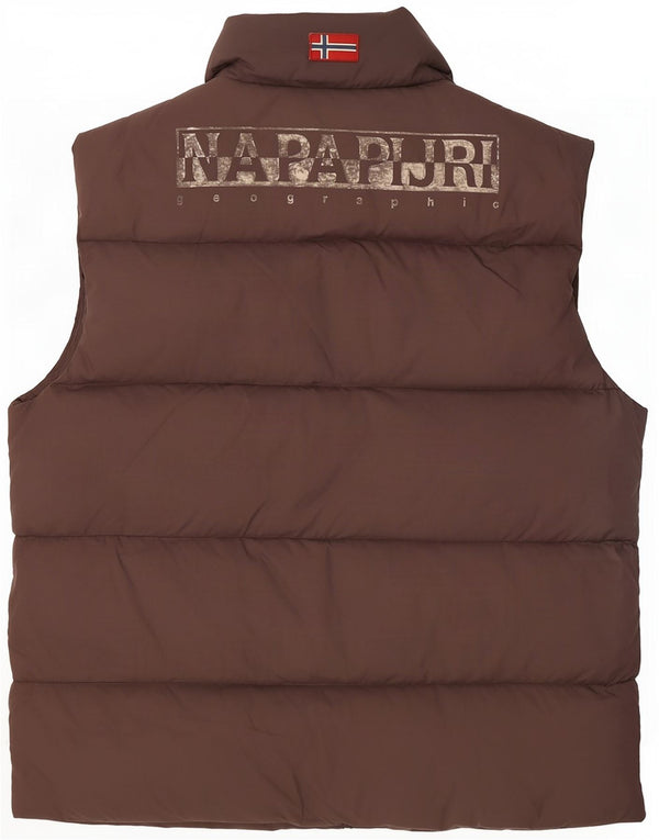 Napapijri Mens Graphic Padded Gilet UK 40 Large Brown Nylon