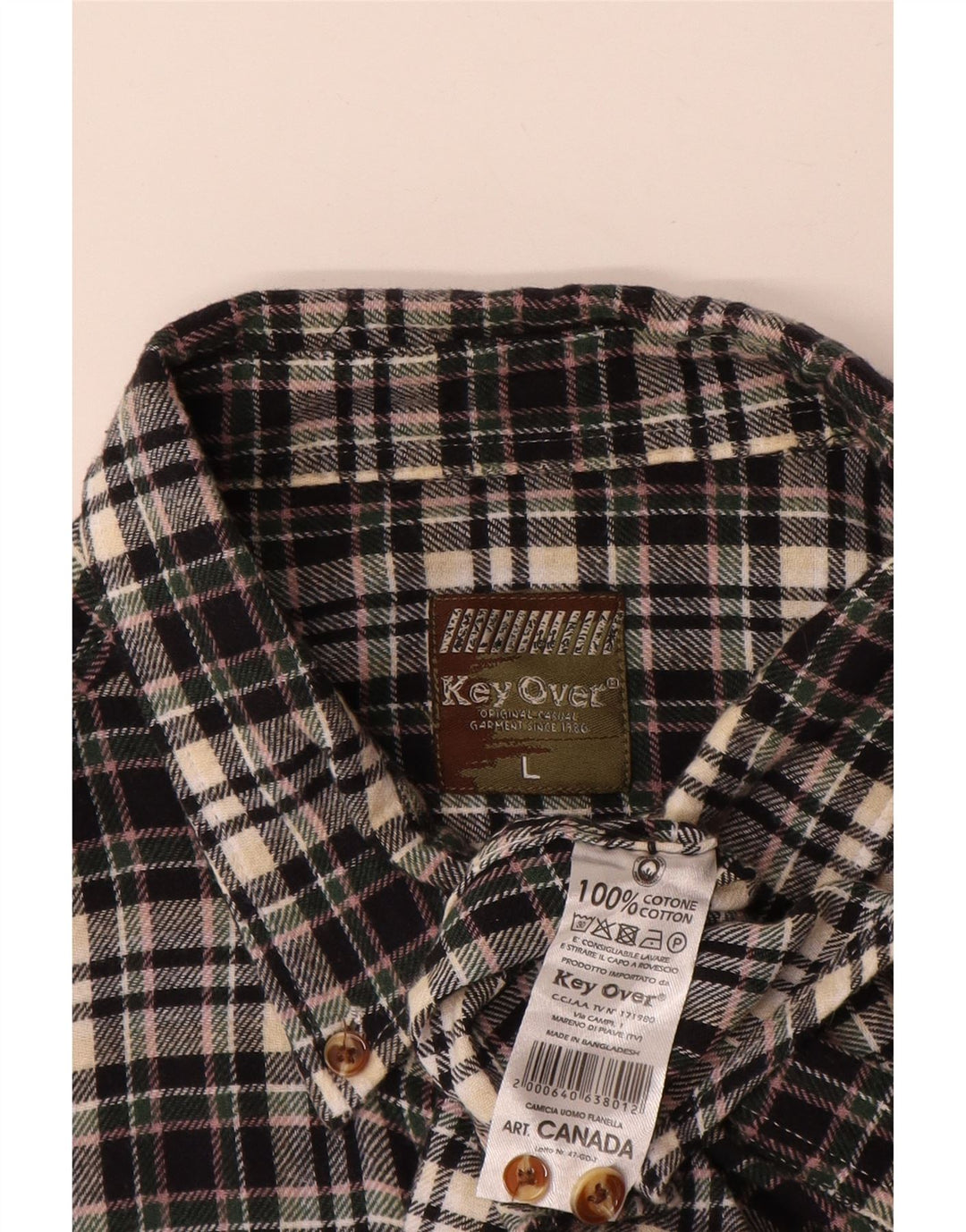 Vintage muška flanelska košulja, veliki crni karirani pamuk