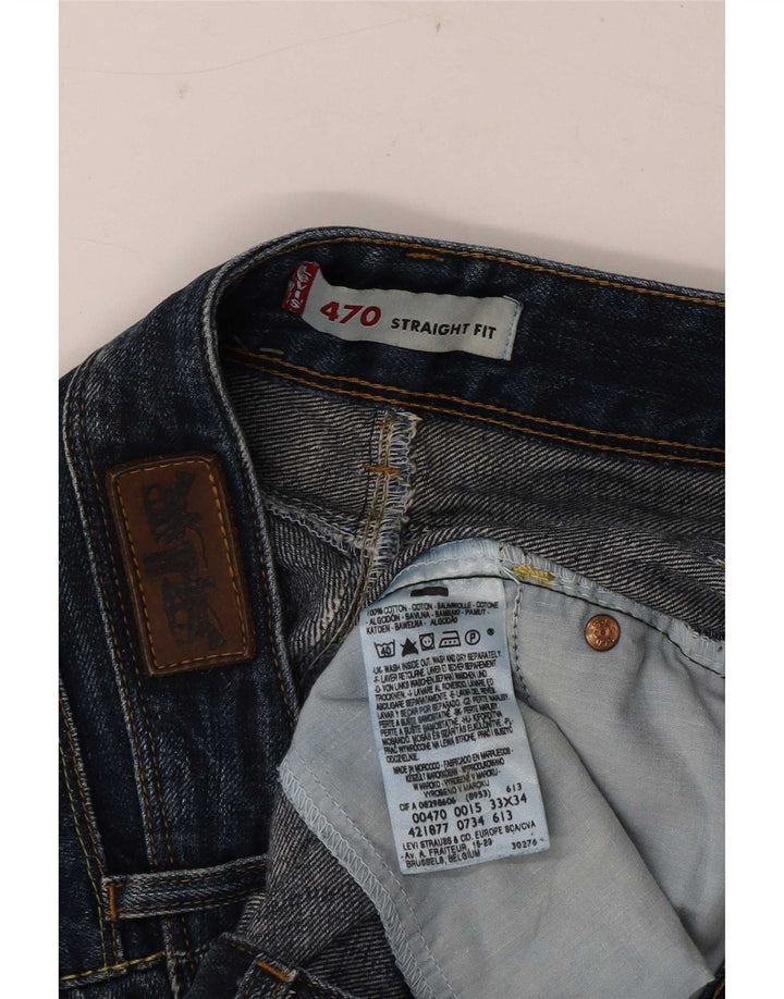 Ravne traperice Levi's 470 W33 L34 tamnoplavi pamuk