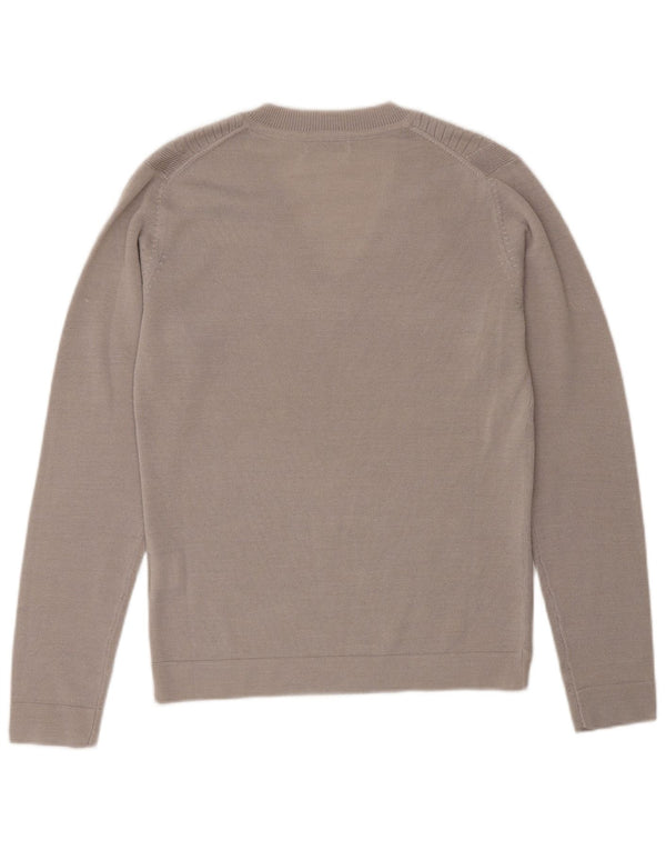 CALVIN KLEIN Ženski džemper s V-izrezom za golf UK 10 Mali bež vuneni