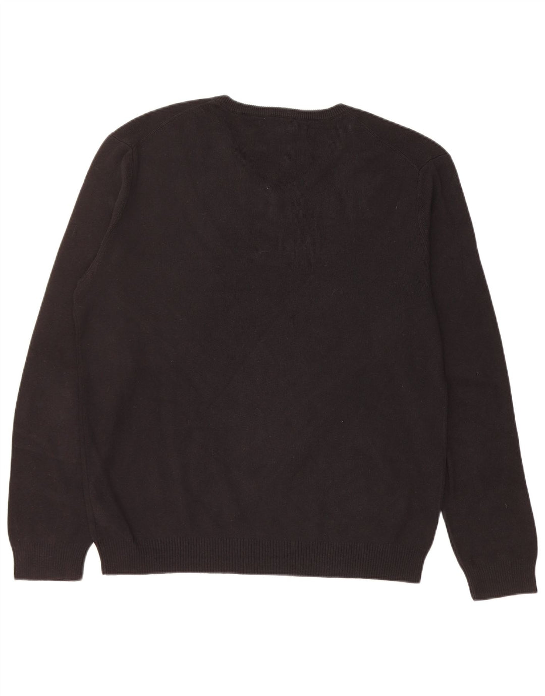 CALVIN KLEIN Mens V-Neck Jumper Sweater Large Black Cotton