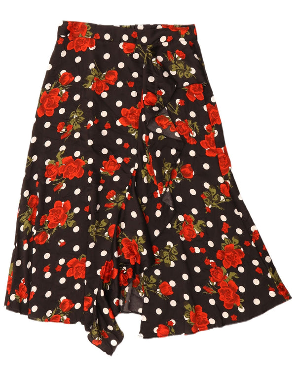 Zara ženska asimetrična suknja A-kroja srednje veličine W30 crni cvjetni poliester