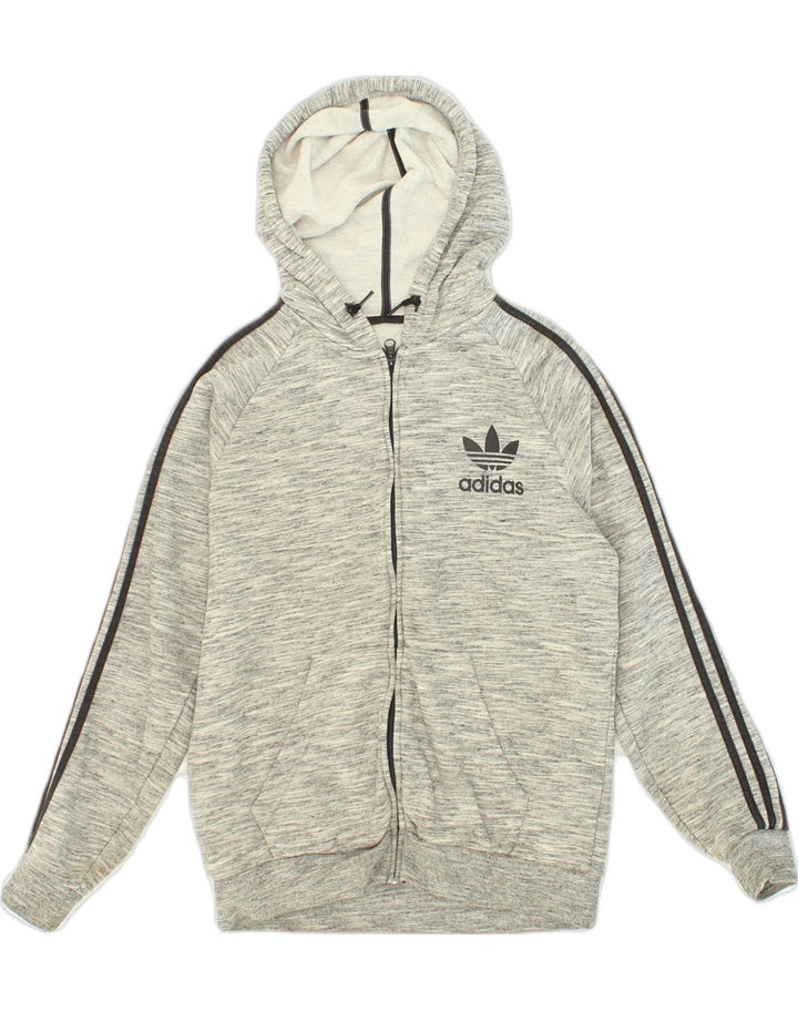 ADIDAS muški pulover s kapuljačom na patentni zatvarač, srednje sivi pamuk
