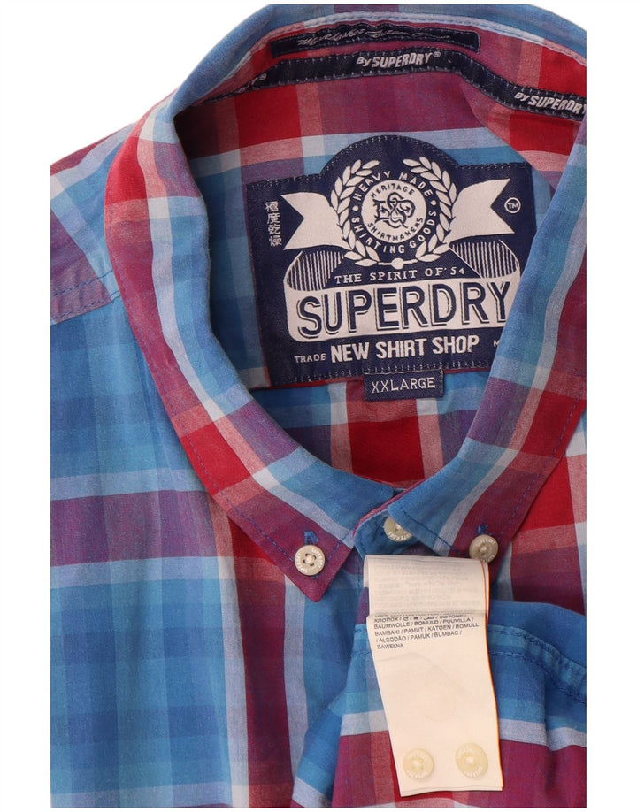 Superdry muška majica kratkih rukava 2XL pamuk u plavi karirani okvir