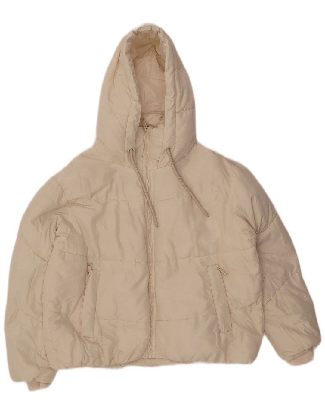 Prevelika podstavljena ženska Zara jakna s kapuljačom UK 10 Small off white poliester