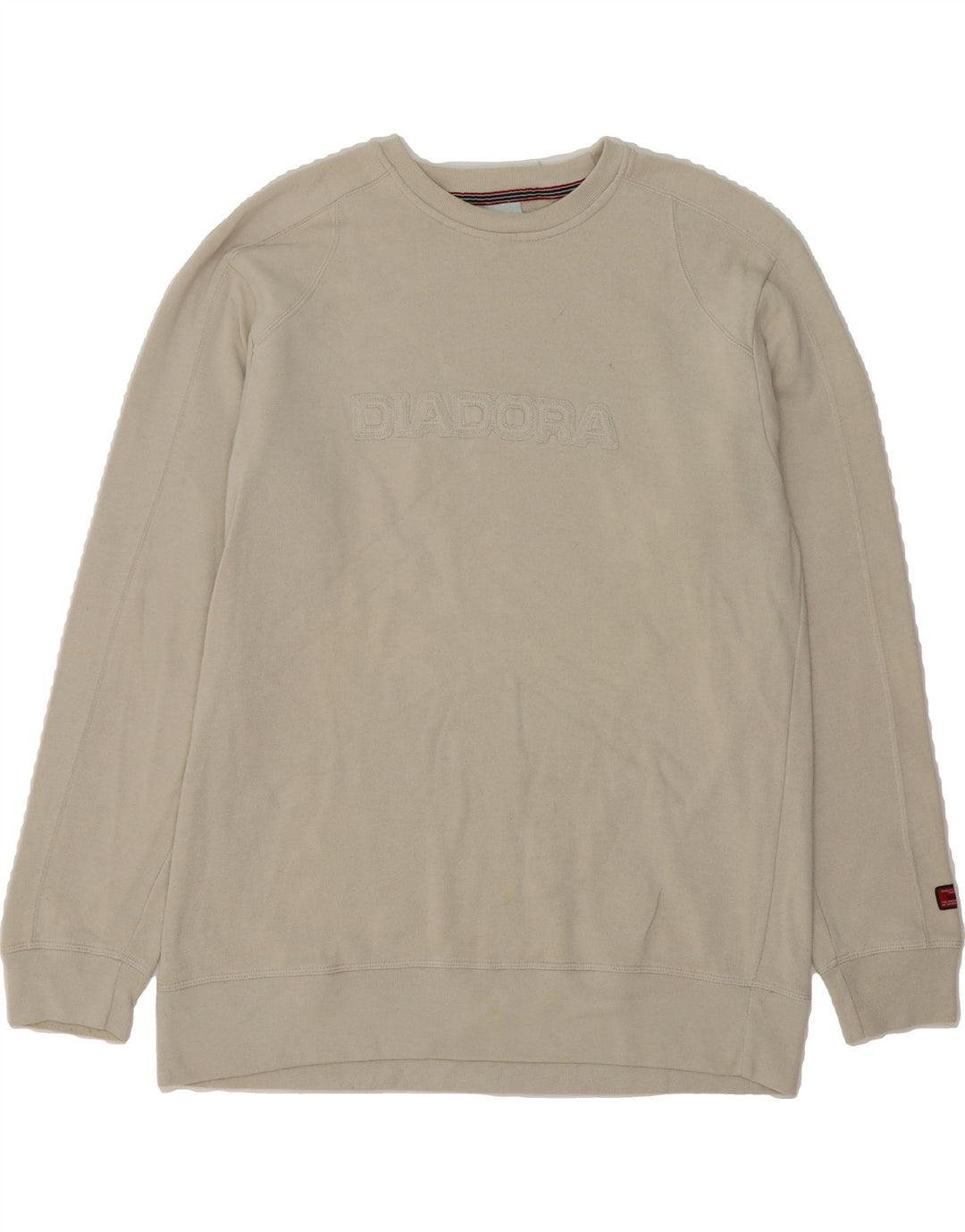 DIADORA Mens Graphic Sweatshirt Jumper Large Beige Cotton Vintage Diadora and Second-Hand Diadora from Messina Hembry 