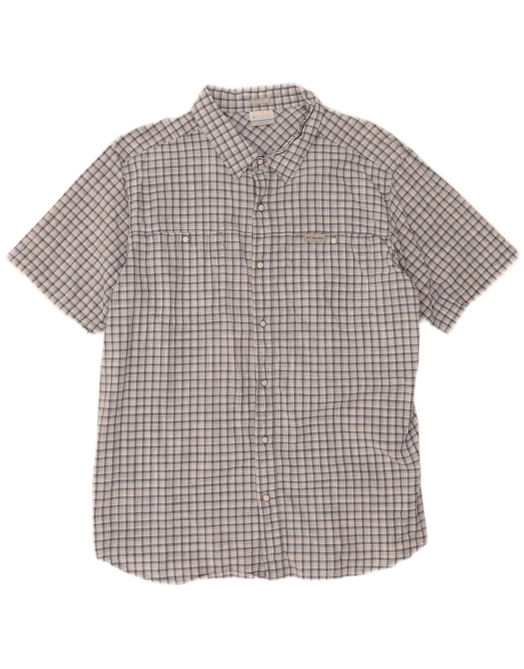COLUMBIA Mens Active Short Sleeve Shirt XL Blue Check Cotton