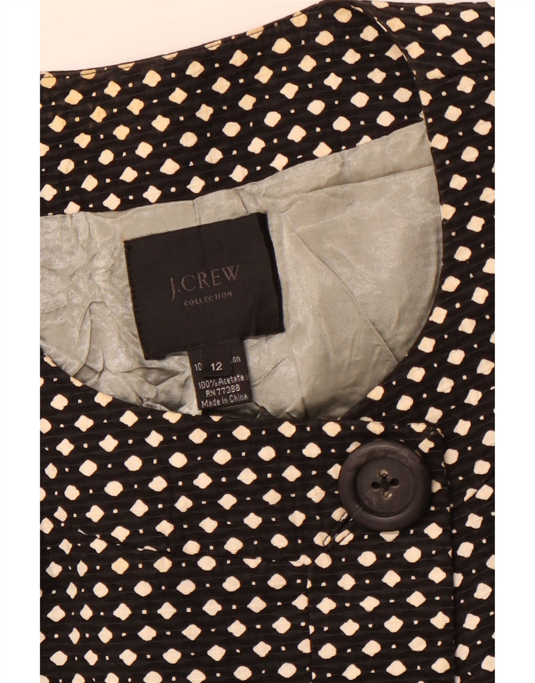 J. CREW Ženska jakna s jednim gumbom US 12 Large Black Spotted