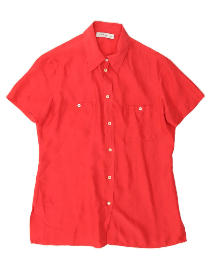 VINTAGE Womens Short Sleeve Shirt Blouse UK 12 Medium Red Vintage Vintage and Second-Hand Vintage from Messina Hembry 