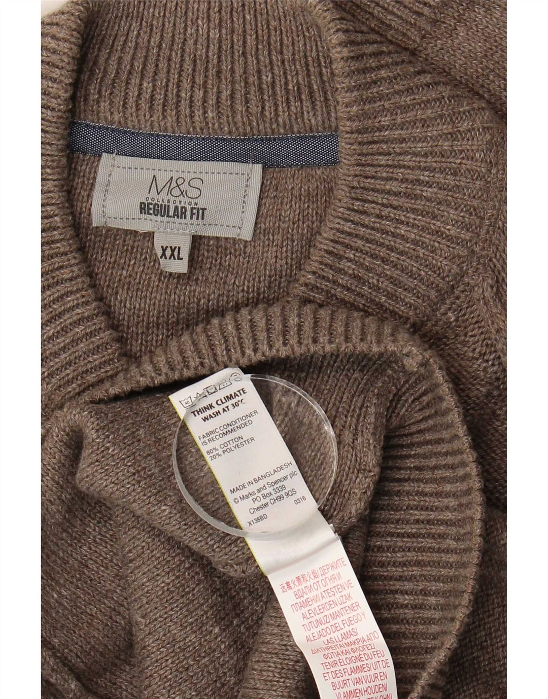 Marks & Spencer muški džemper standardnog kroja 2XL smeđi pamuk