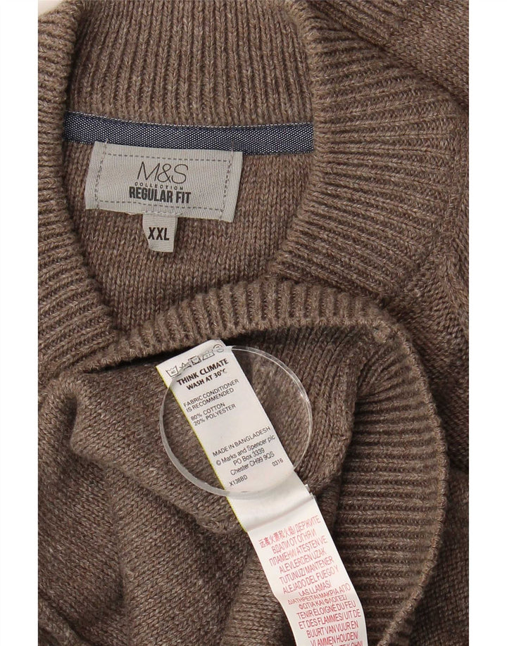 Marks & Spencer muški džemper standardnog kroja 2XL smeđi pamuk