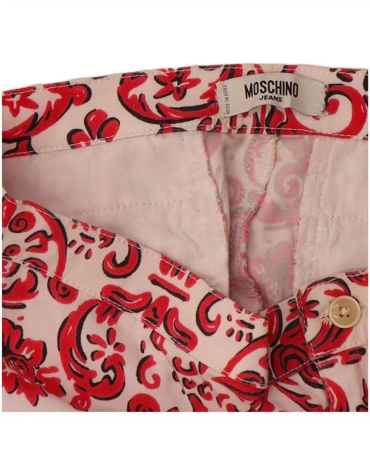 MOSCHINO Ženske ravne Capri hlače UK 12 Srednje W28 L21 Crveni Paisley