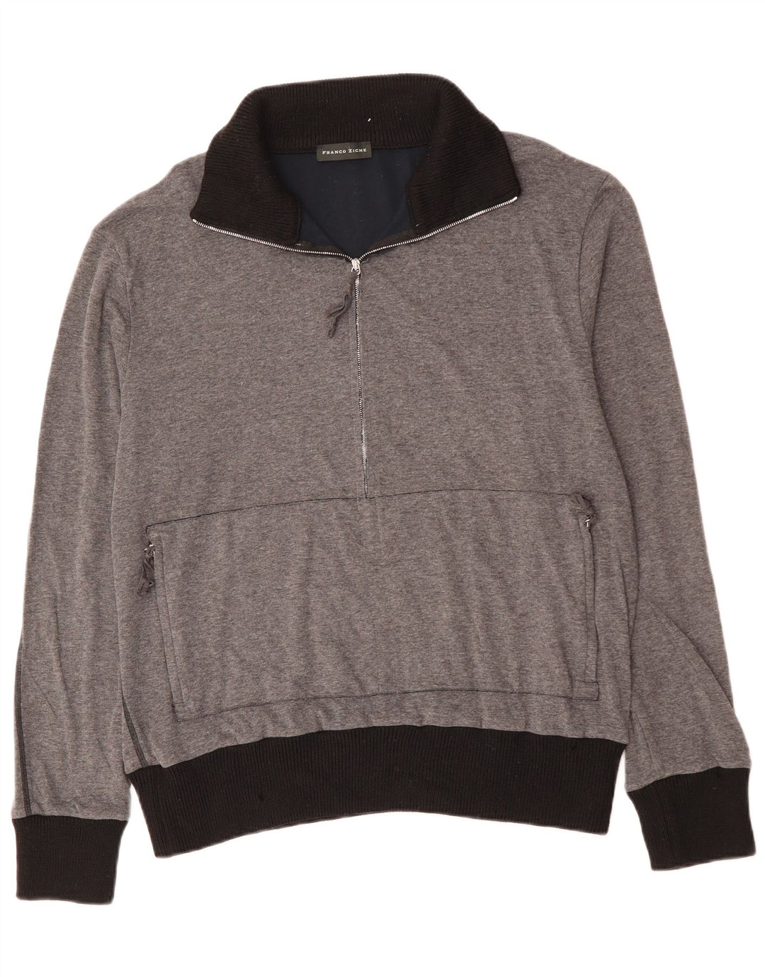 FRANCO ZICHE Muška majica s izrezom s patentnim zatvaračem, velika siva boja