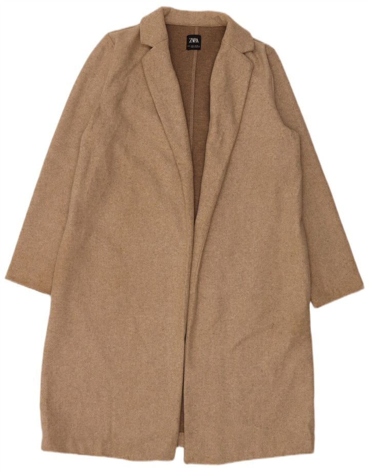 Zara Womens Overcoat UK 16 Large Beige Polyester
