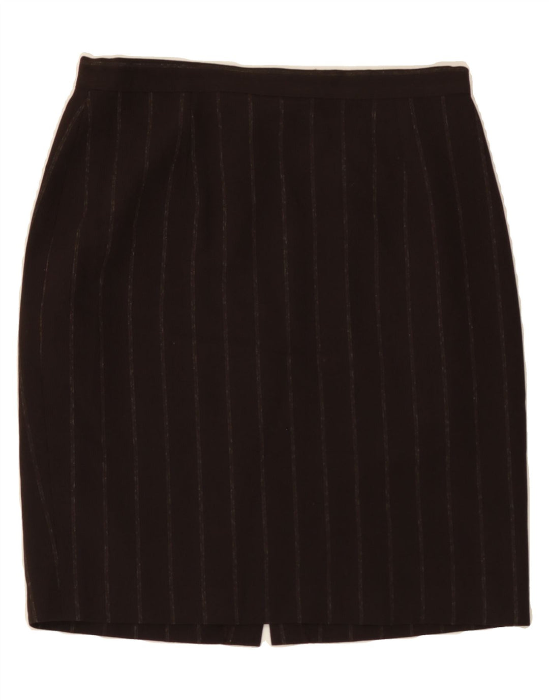 GALLERY Womens Pencil Skirt IT 44 Medium W28 Brown Pinstripe Wool Vintage Gallery and Second-Hand Gallery from Messina Hembry 