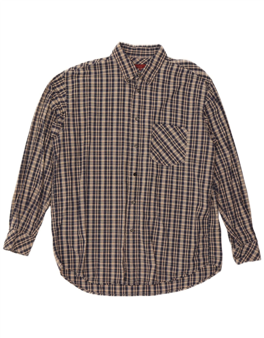 CARRERA Mens Shirt Size 43/44 XL Navy Blue Check Cotton
