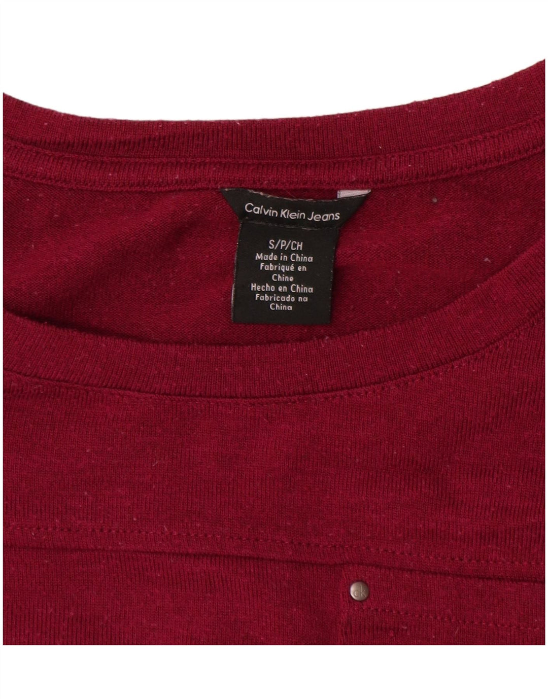 CALVIN KLEIN JEANS Ženski gornji dio 3/4 rukava UK 10 Mali bordo poliester