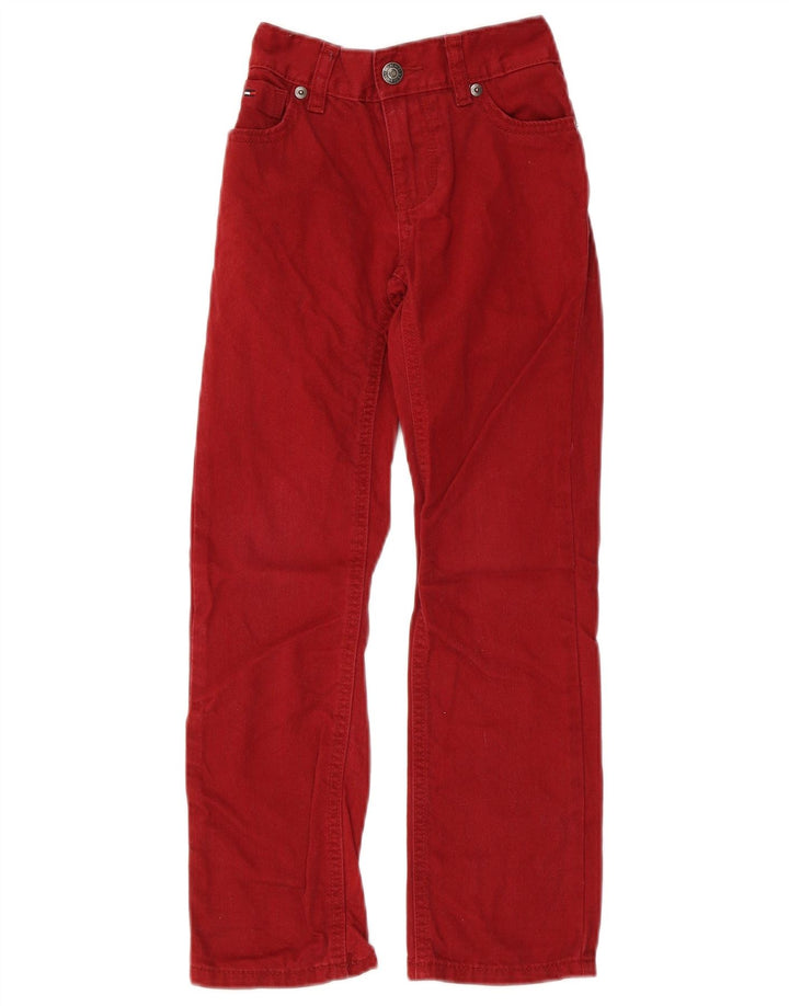 TOMMY HILFIGER Ravne traperice za dječake 6-7 godina W22 L22 Bordo pamuk