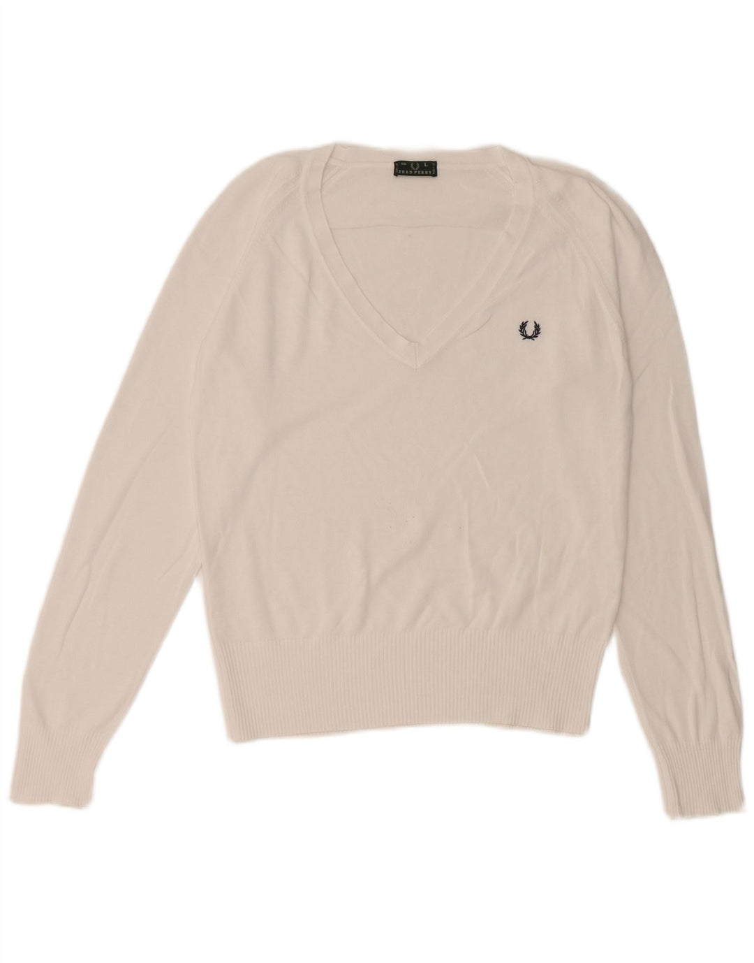 Fred Perry ženski džemper s V-izrezom UK 14 Veliki bijeli