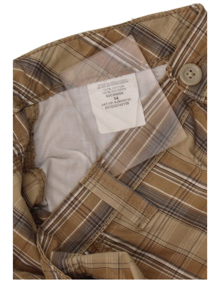 WRANGLER Muške kargo kratke hlače W34 veliki smeđi karirani pamuk