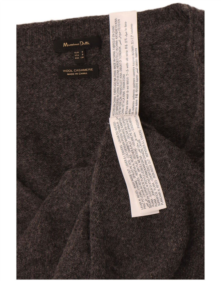 Ženski džemper s V-izrezom Massimo Dutti UK 10 Mala siva vunena