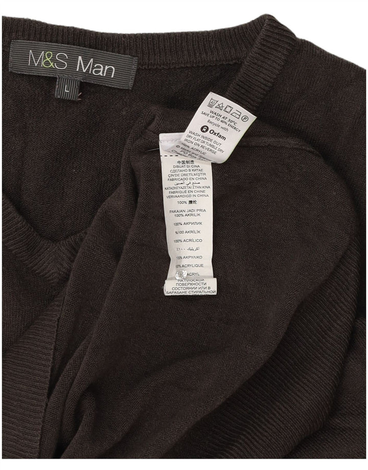 Marks & Spencer muški pulover s V-izrezom veliki sivi akril