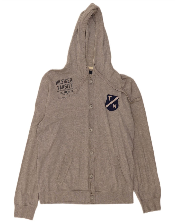 TOMMY HILFIGER Ženski vintage pulover s kapuljačom UK 18 XL sivi