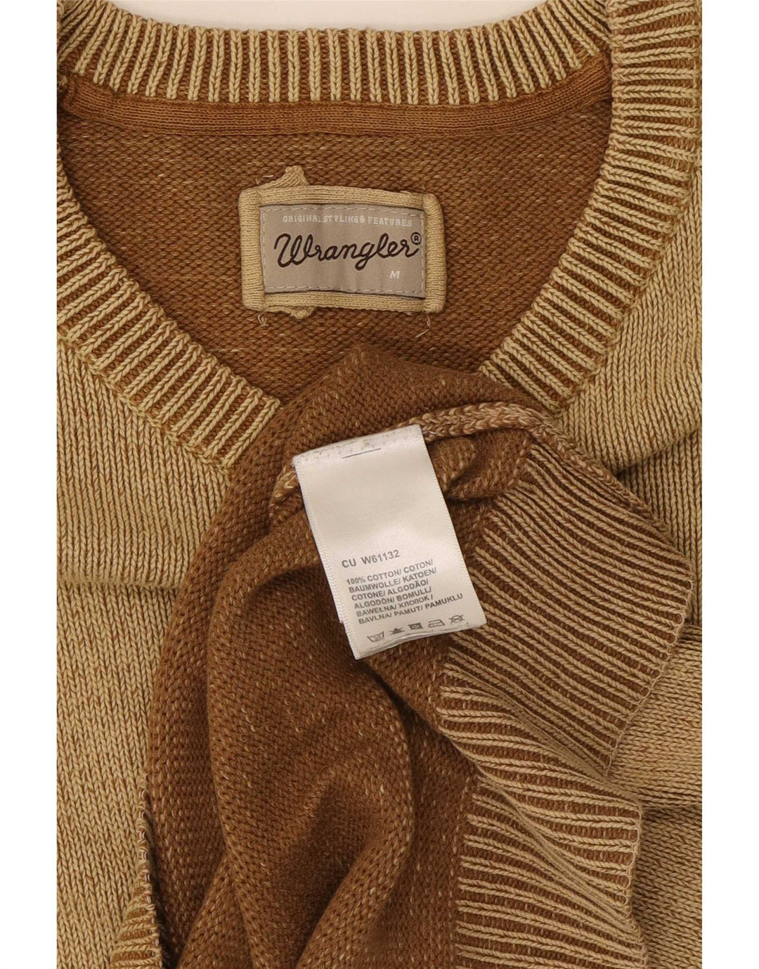 Wrangler muški džemper s V-izrezom, srednje smeđi pamuk