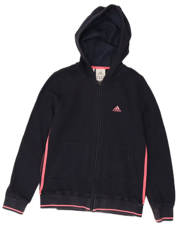 Adidas pulover s kapuljačom s patentnim zatvaračem za djevojčice 13-14 godina tamnoplavi pamuk