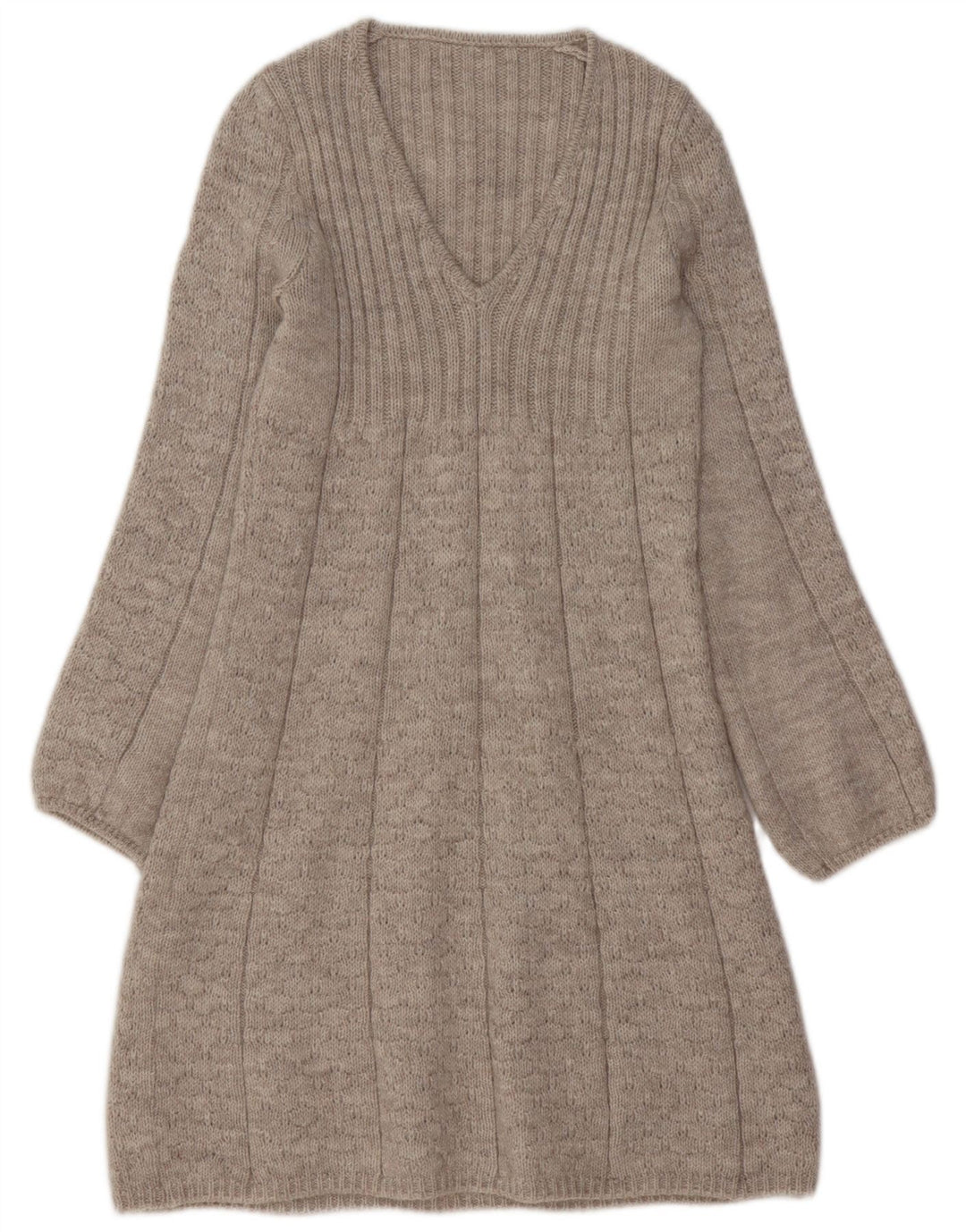 VINTAGE Womens Jumper Dress UK 10 Small Beige Acrylic