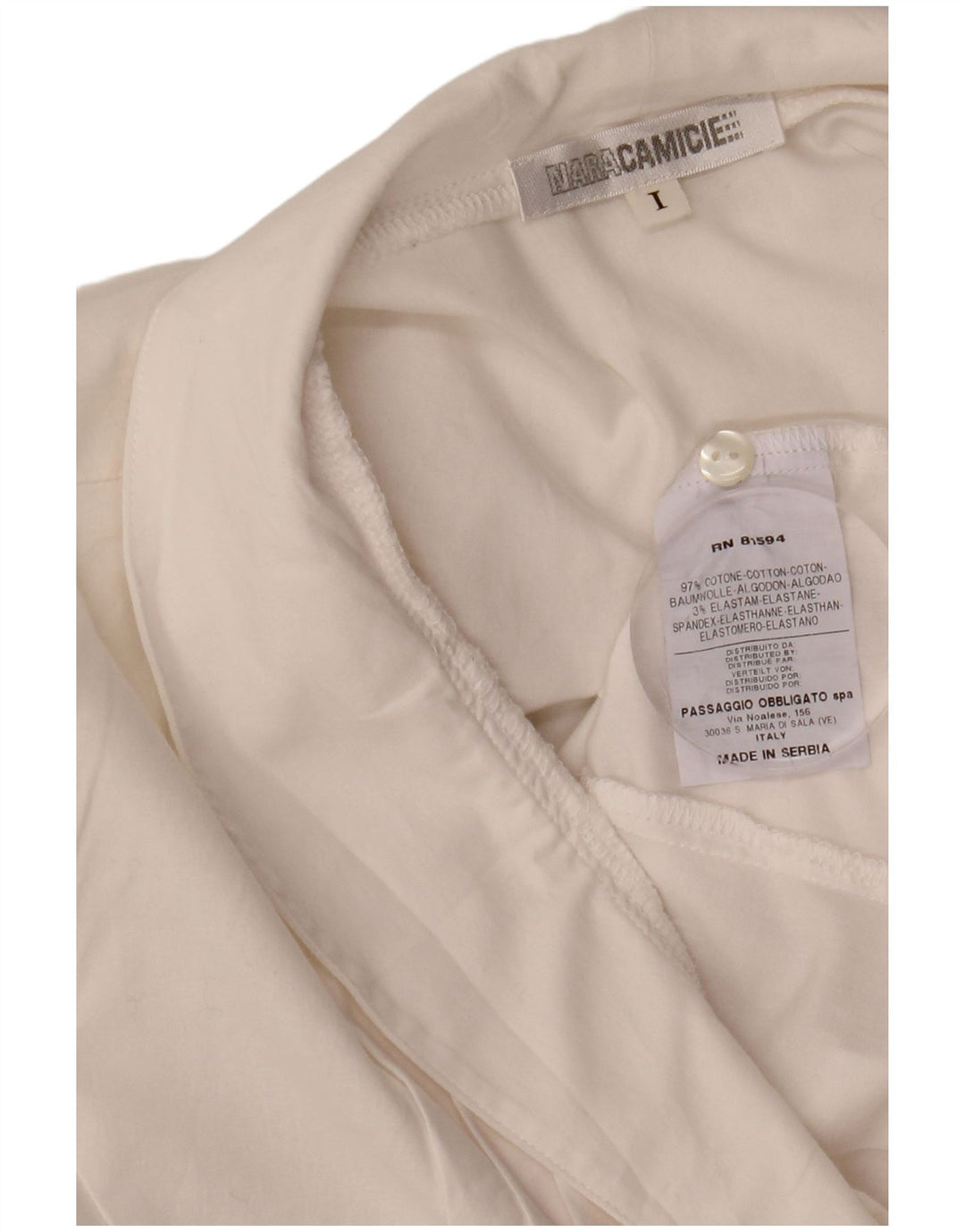 NARACAMICIE Ženska smoking košulja UK 12 Srednje bijeli pamuk