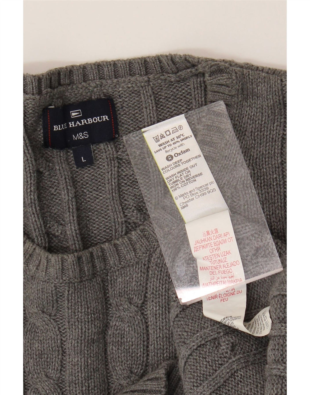 Marks & Spencer muški plavi Harbor džemper s okruglim izrezom veliki sivi