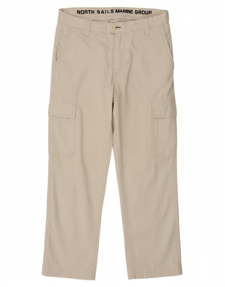 NORTH SAILS Mens Straight Cargo Trousers IT 48 Medium W30 L28 White Cotton