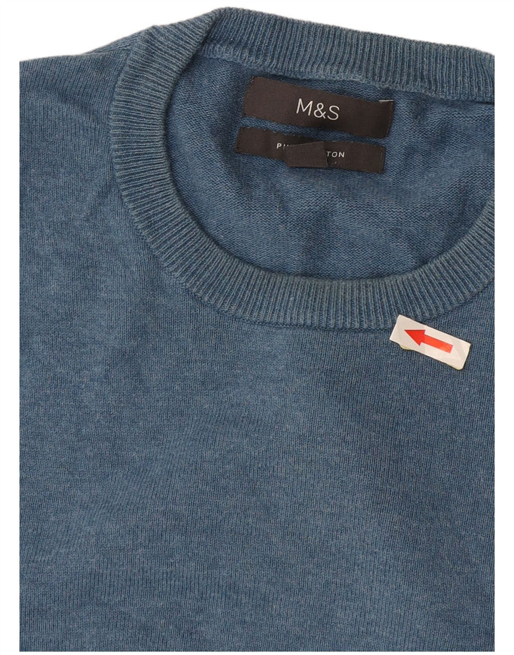 Marks & Spencer muški džemper s okruglim izrezom Srednje plavi pamuk