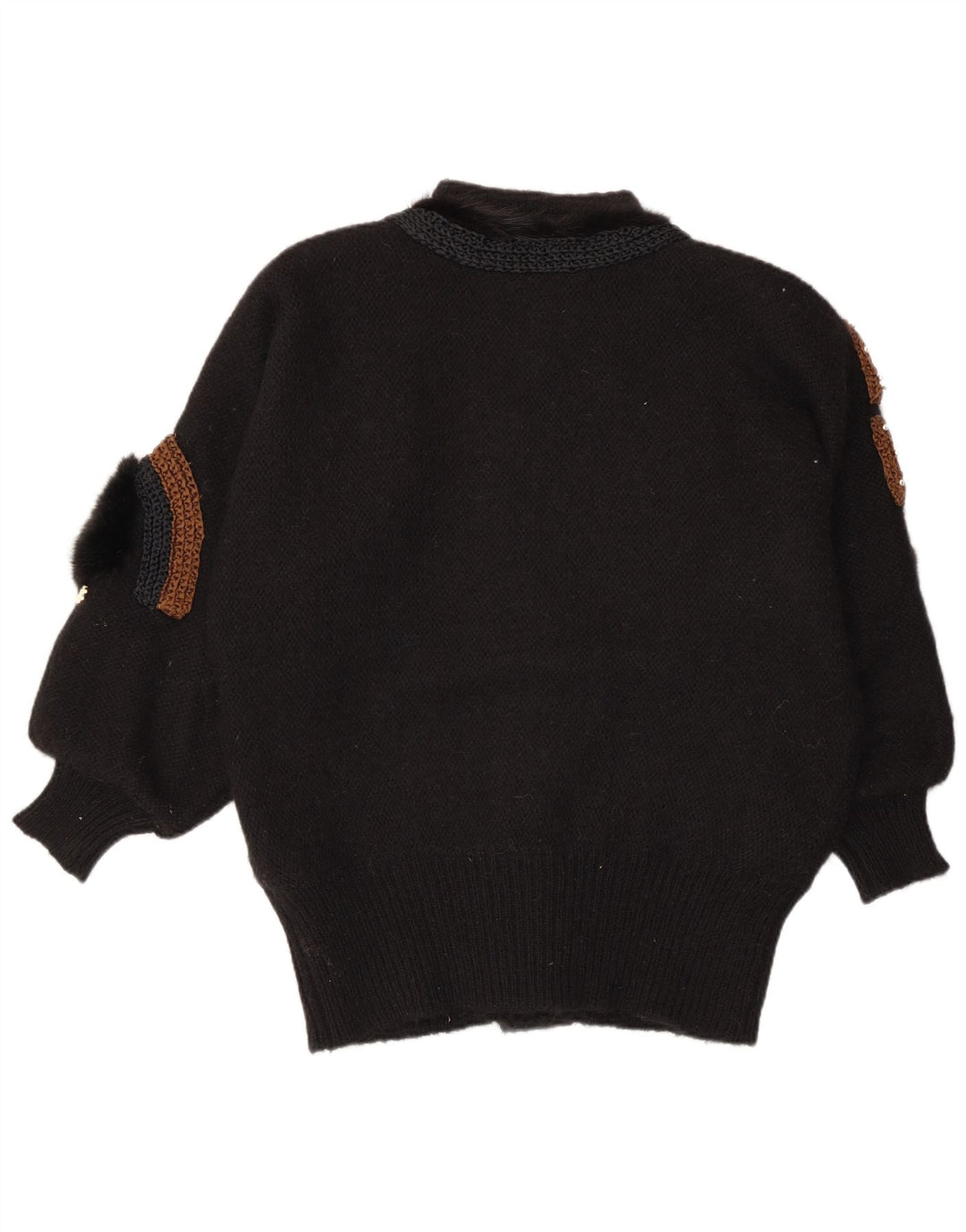 VINTAGE Ženski džemper s apstraktnim uzorkom EU 42/44 Veliki crni