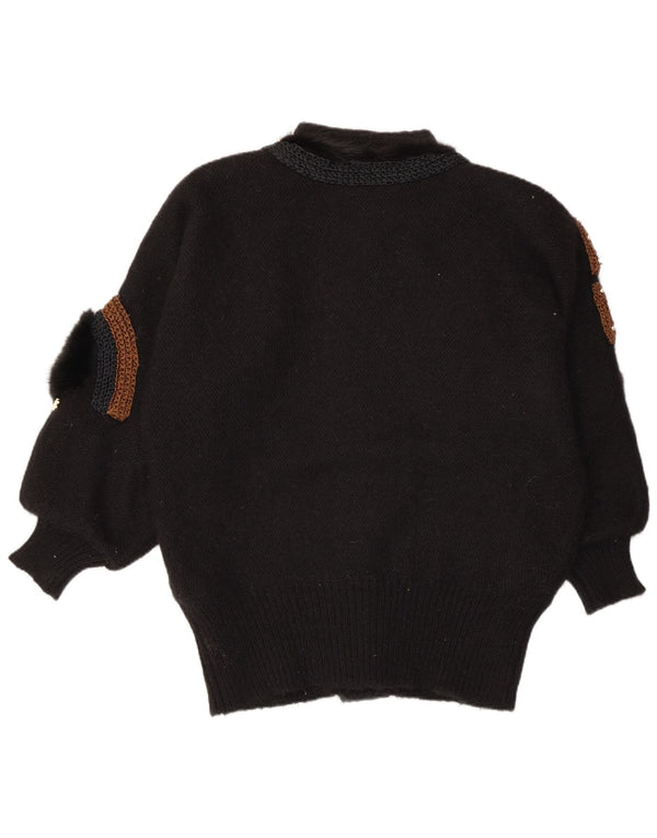 VINTAGE Ženski džemper s apstraktnim uzorkom EU 42/44 Veliki crni