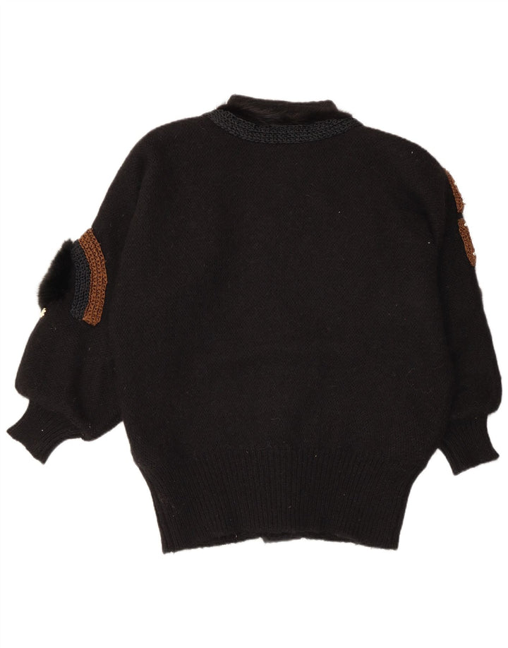 VINTAGE Ženski džemper s apstraktnim uzorkom EU 42/44 Veliki crni