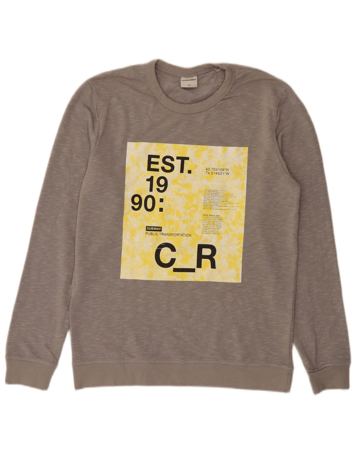 Jack & Jones muški džemper s grafičkim motivima, srednje sivi s pjegama