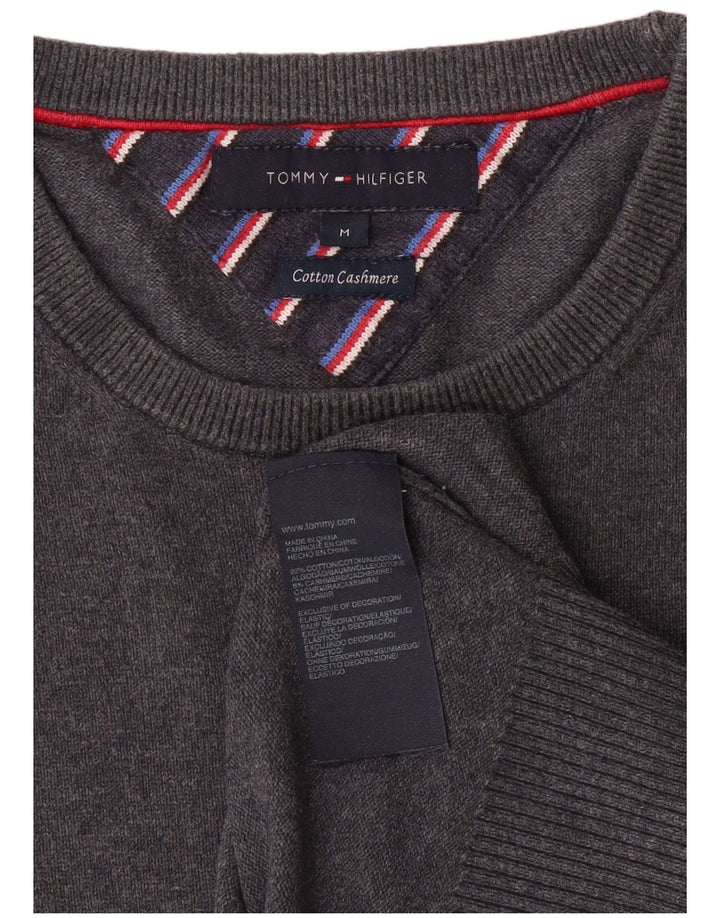 TOMMY HILFIGER Mens Crew Neck Jumper Sweater Medium Grey Cotton