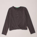 BENETTON Girls Top Long Sleeve 7-8 Years Medium Grey Cotton Vintage Benetton and Second-Hand Benetton from Messina Hembry 