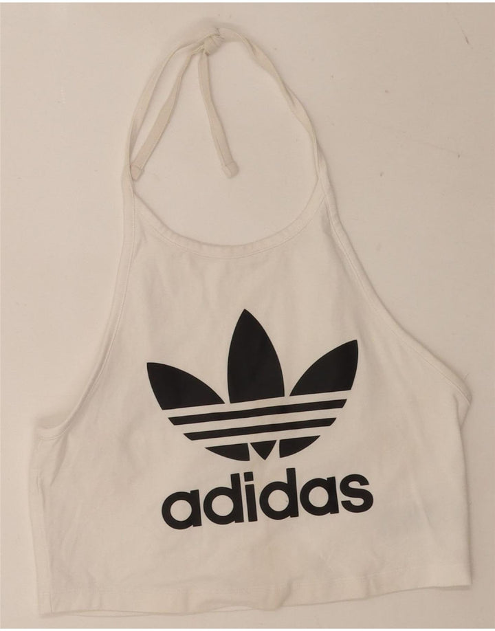 Adidas kratke kratke majice s halterima UK 14 Srednje bijeli pamuk